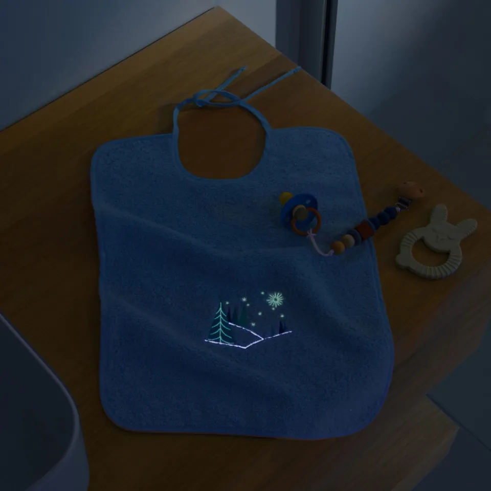 Carré Blanc Bavoir phosphorescent coton Stellaire bleu banquise|Enfant Bavoirs & Mini-bavoirs|Nouveautés Bébénew