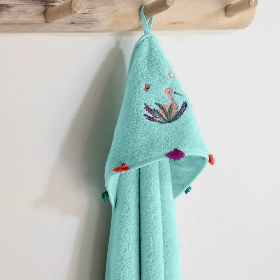 Carré Blanc Cape de bain coton Aruba celadon|Enfant Capes De Bain