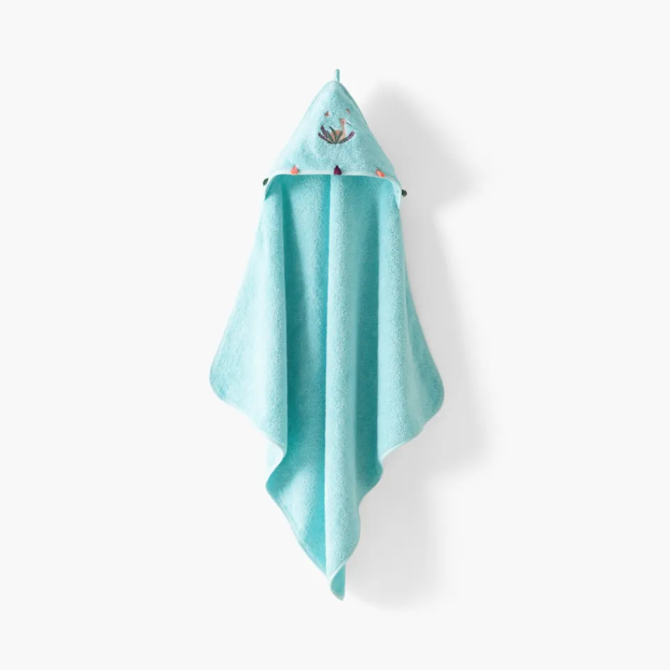 Carré Blanc Cape de bain coton Aruba celadon|Enfant Capes De Bain