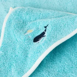 Carré Blanc Cape de bain coton Atlantis lagon|Enfant Capes De Bain