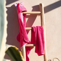 Carré Blanc Cape de bain coton Beachful fuchsia|Enfant Capes De Bain