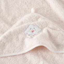 Carré Blanc Cape de bain coton bio Bienvenue nude|Enfant Capes De Bain|Nouveautés Bébénew