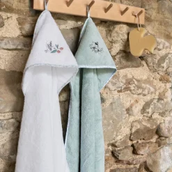 Carré Blanc Cape de bain coton bio Jardine amande|Enfant Capes De Bain