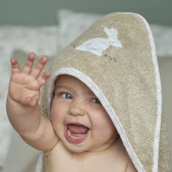 Carré Blanc Cape de bain coton bio Merveille beige|Enfant Capes De Bain|Nouveautés Bébénew
