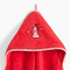 Carré Blanc Cape de bain coton bio Mes rêves rouge tendre|Enfant Capes De Bain