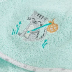 Carré Blanc Cape de bain coton biologique Devine céladon|Enfant Capes De Bain