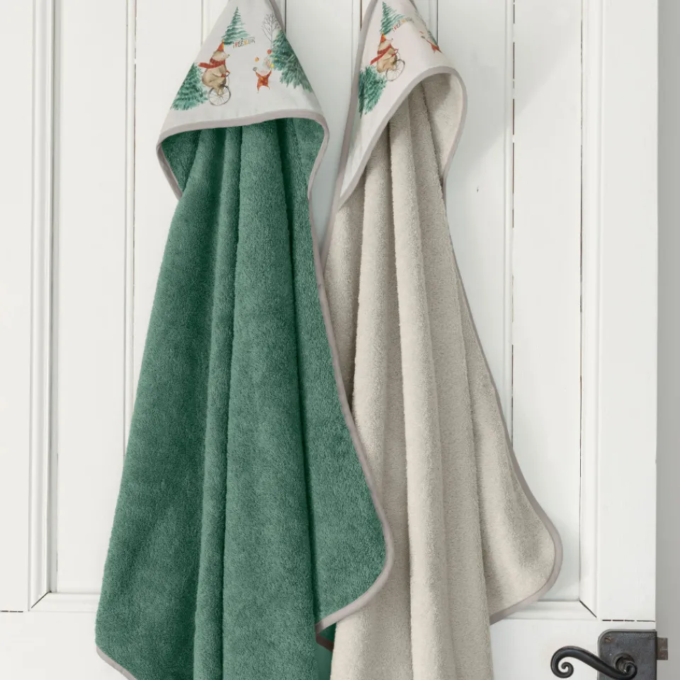 Carré Blanc Cape de bain coton Féeries vert tendre|Enfant Capes De Bain
