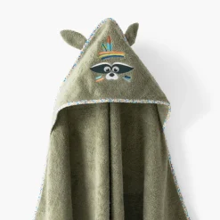 Carré Blanc Cape de bain coton Playful kaki|Enfant Capes De Bain