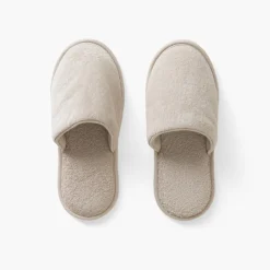Carré Blanc Chaussons mules homme coton Lola lin|Femme Mules De Bain|Mules De Bain