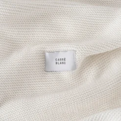 Carré Blanc Couverture tricot coton bio Bienvenue blanc|Enfant Linge De Litbio|Accessoires