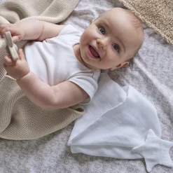 Carré Blanc Doudou coton bio Bienvenue blanc|Enfant Accessoires|Nouveautés Bébénew