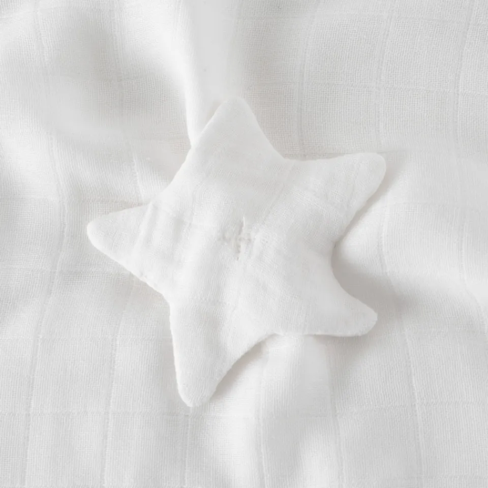 Carré Blanc Doudou coton bio Bienvenue blanc|Enfant Accessoires|Nouveautés Bébénew