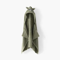 Carré Blanc Drap de bain à capuche coton Playful kaki|Enfant Draps De Bain