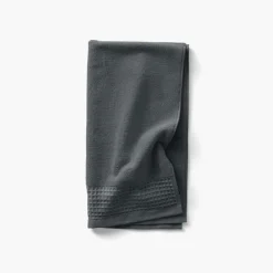 Carré Blanc Drap de bain bouclette de coton biologique Source fusain| Draps De Bain