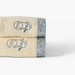 Carré Blanc Drap de bain coton bio Dandine paille|Enfant Draps De Bain