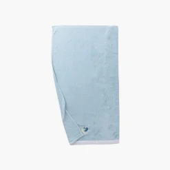 Carré Blanc Drap de bain coton bio Illumine bleu polaire|Enfant Draps De Bain