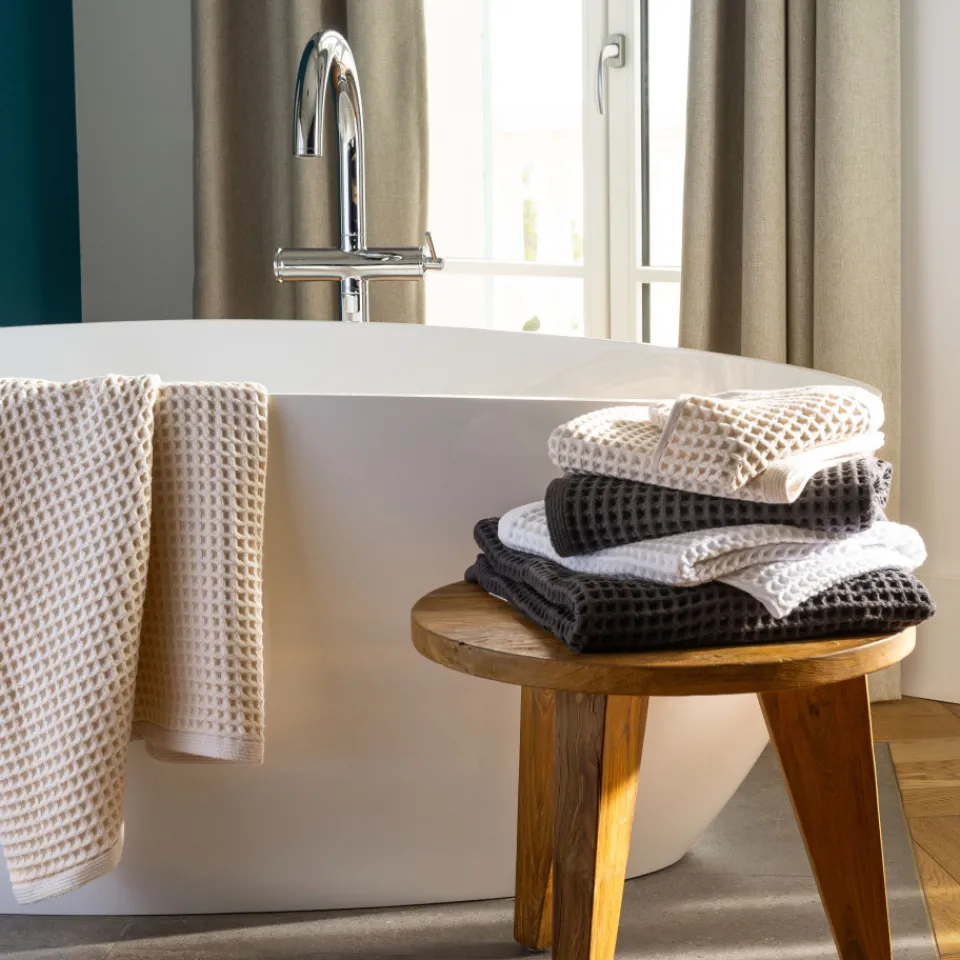 Carré Blanc Drap de bain coton bio Quadro charbon|Homme Coffrets Cadeaux|Draps De Bain