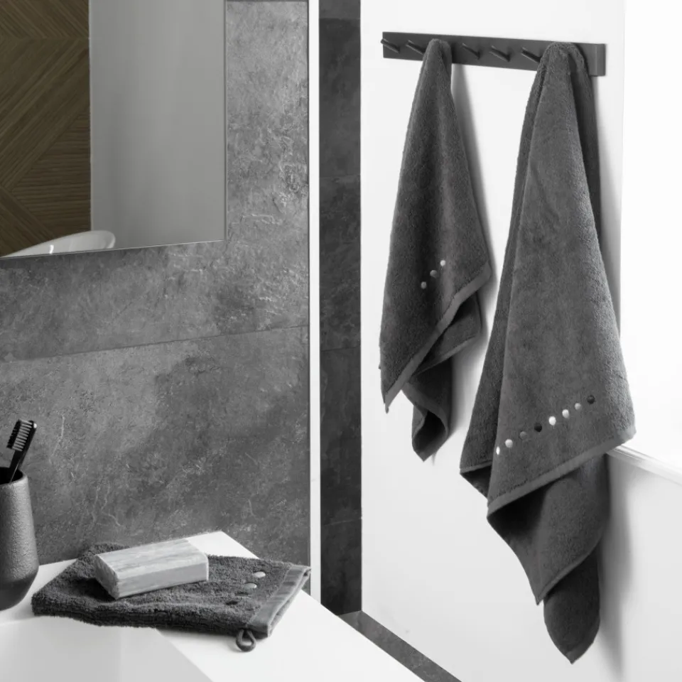 Carré Blanc Drap de bain coton Dotsy charbon|Homme Coffrets Cadeaux|Draps De Bain