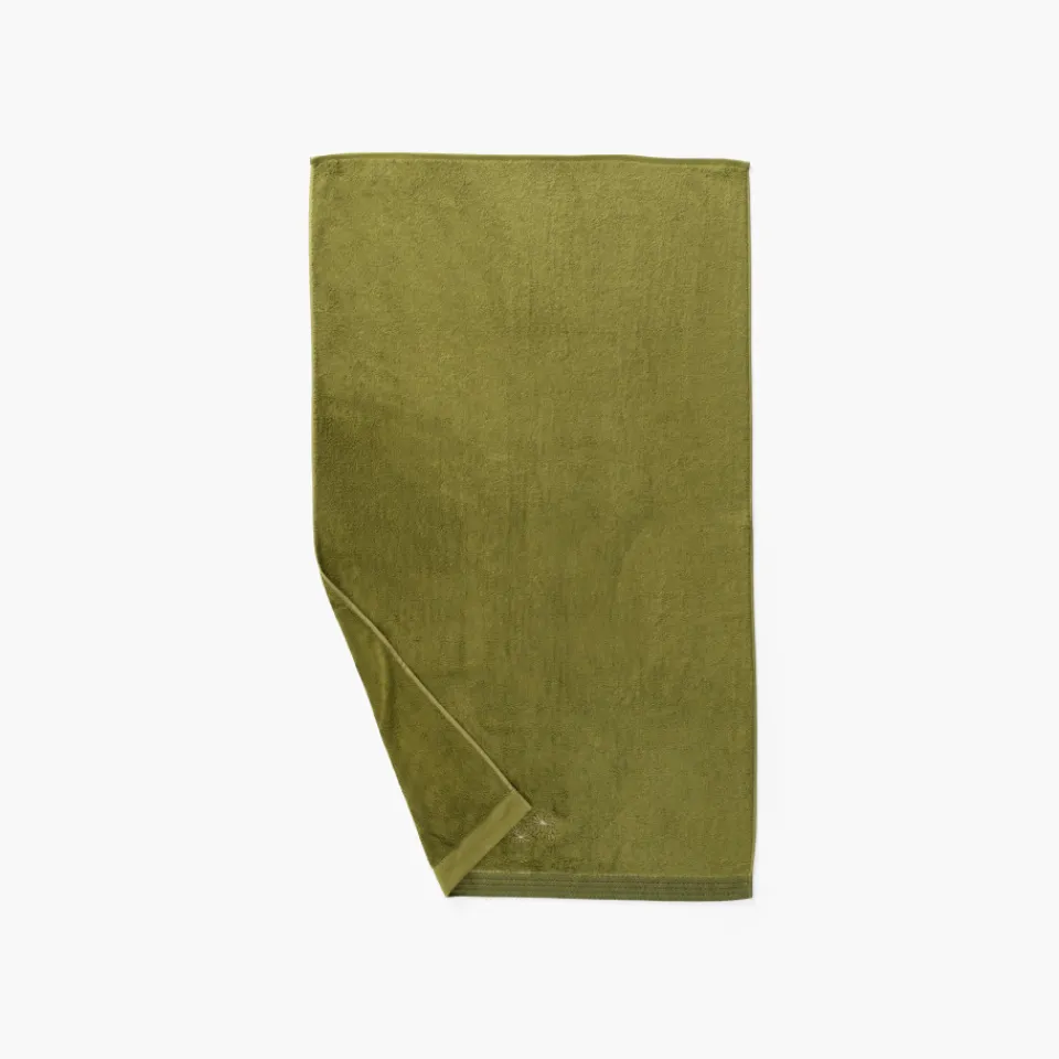 Carré Blanc Drap de bain coton et viscose de bambou Silvalys vert mousse| Draps De Bain