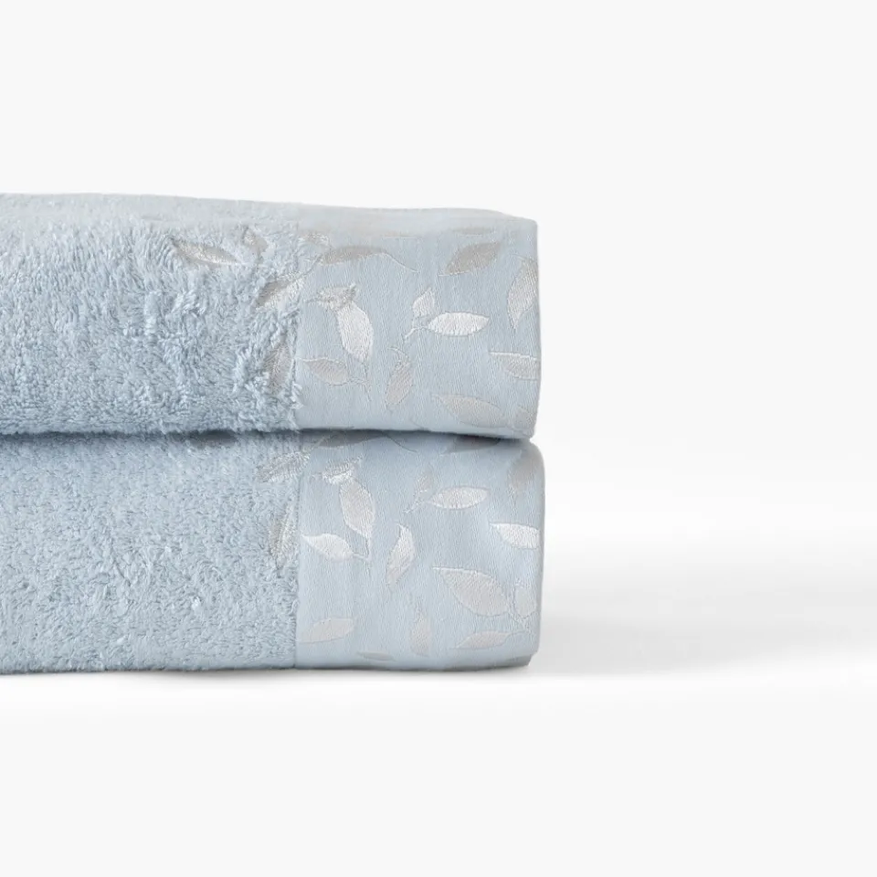 Carré Blanc Drap de bain coton et viscose de bambou Equinoxe bleu givre| Draps De Bain