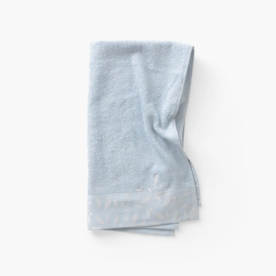 Carré Blanc Drap de bain coton et viscose de bambou Equinoxe bleu givre| Draps De Bain