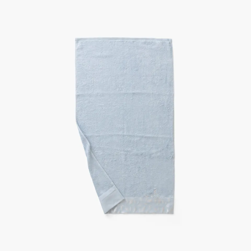 Carré Blanc Drap de bain coton et viscose de bambou Equinoxe bleu givre| Draps De Bain