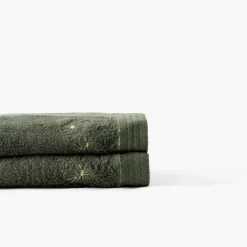 Carré Blanc Drap de bain coton et viscose de bambou Silvalys vert forêt| Draps De Bain