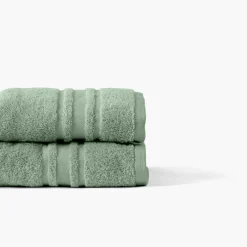 Carré Blanc Drap de bain coton Lola II sauge| Draps De Bain