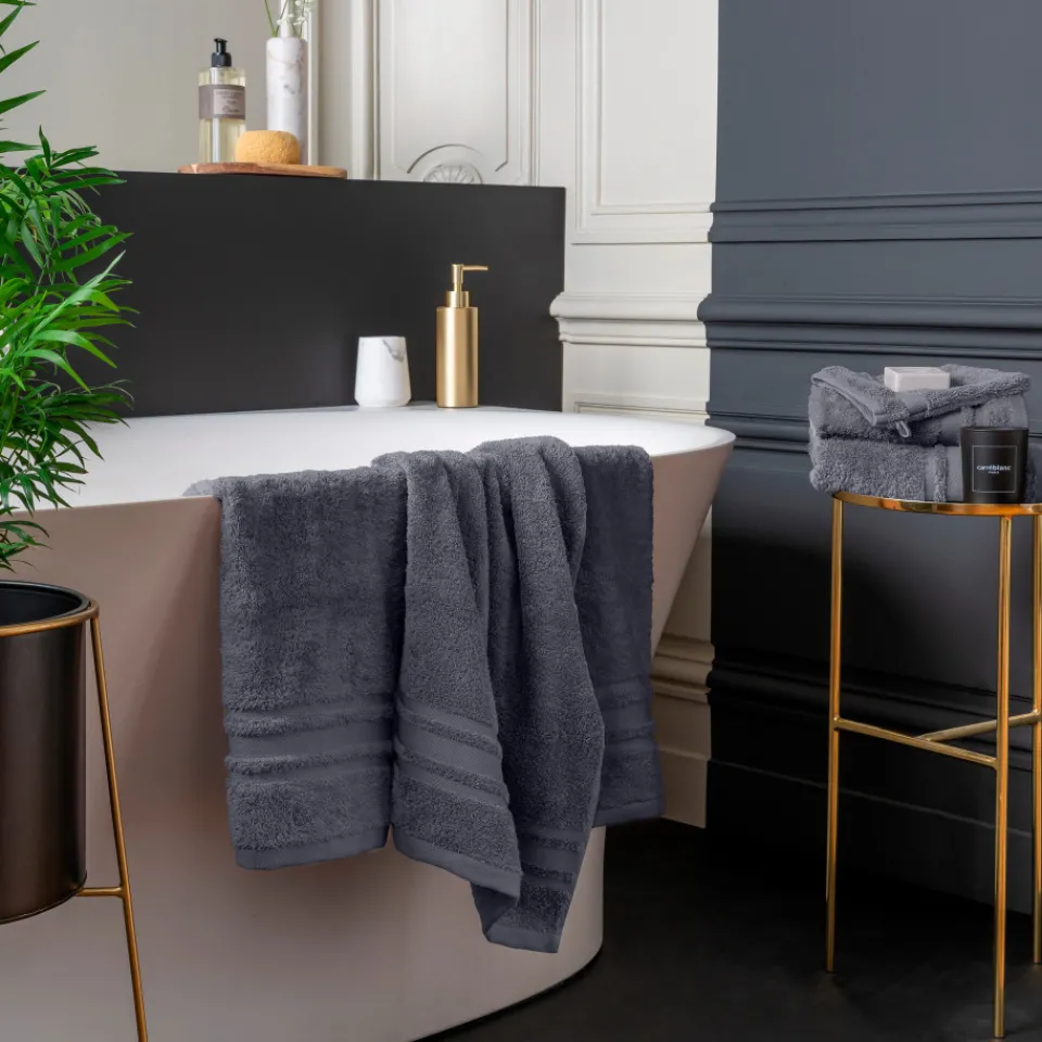 Carré Blanc Drap de bain coton Lola II anthracite| Draps De Bain