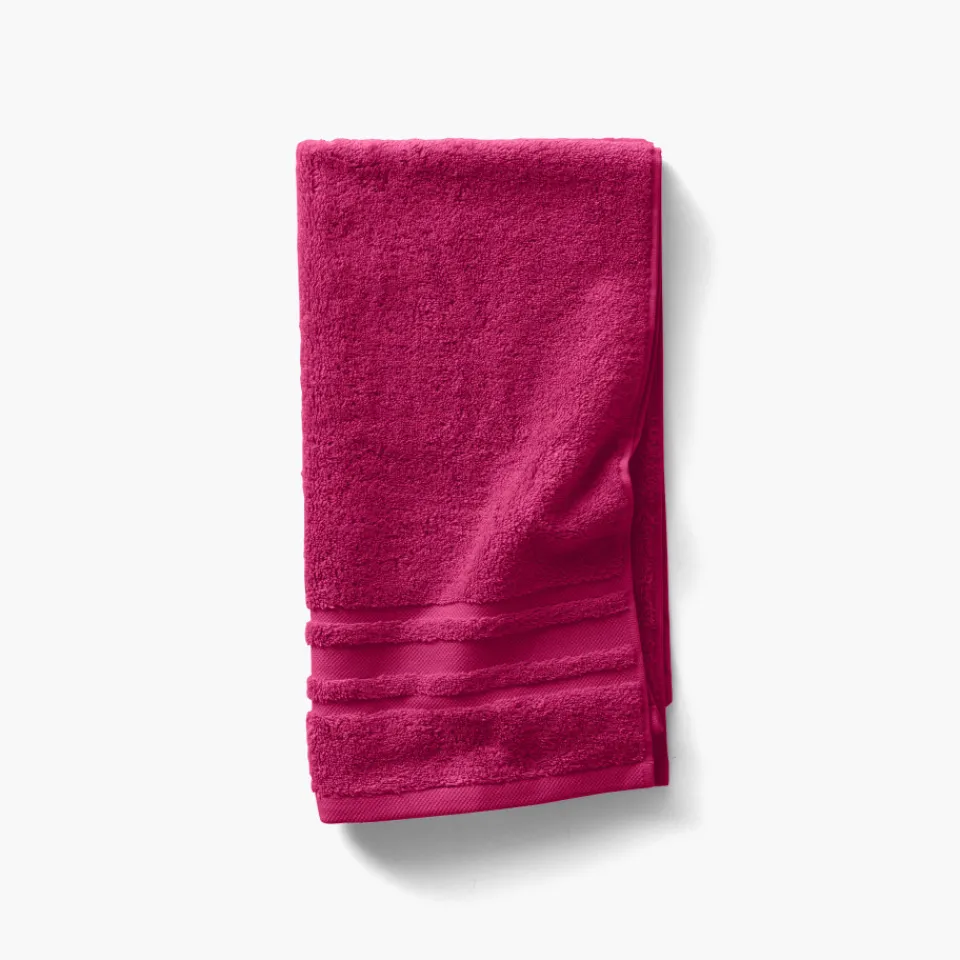 Carré Blanc Drap de bain coton Lola II framboise| Draps De Bain