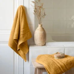 Carré Blanc Drap de bain coton Lola II miel| Draps De Bain