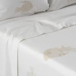 Carré Blanc Drap de lit coton Amorgos| Draps De Lit