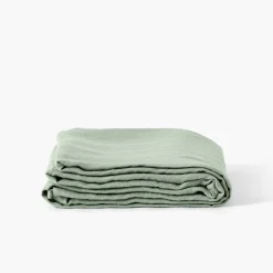 Carré Blanc Drap de lit lin lavé Songe eucalyptus| Draps De Lit