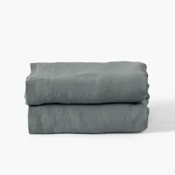 Carré Blanc Drap de lit lin lavé Songe kaki cendré| Draps De Lit