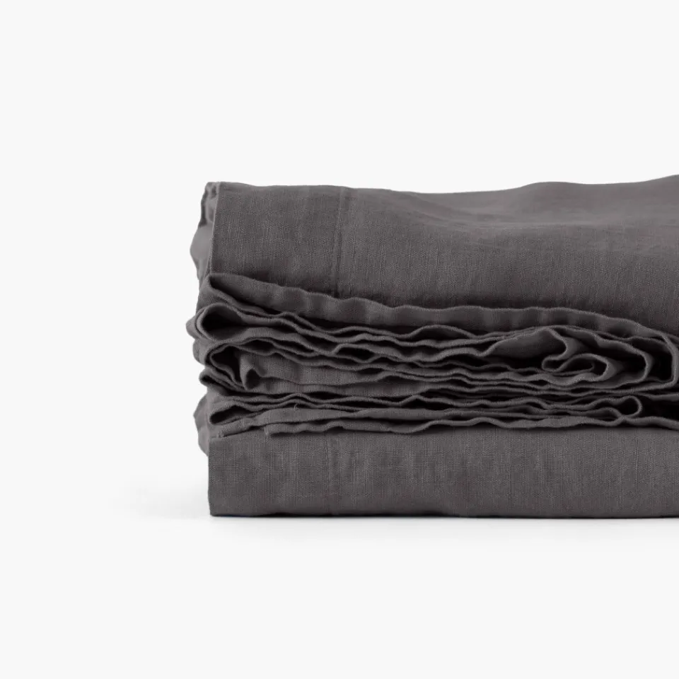 Carré Blanc Drap de lit lin lavé Songe charbon| Draps De Lit