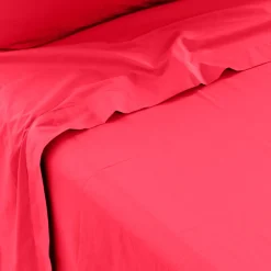 Carré Blanc Drap de lit percale de coton Neo framboise| Draps De Lit
