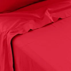 Carré Blanc Drap de lit percale de coton Neo rouge| Draps De Lit