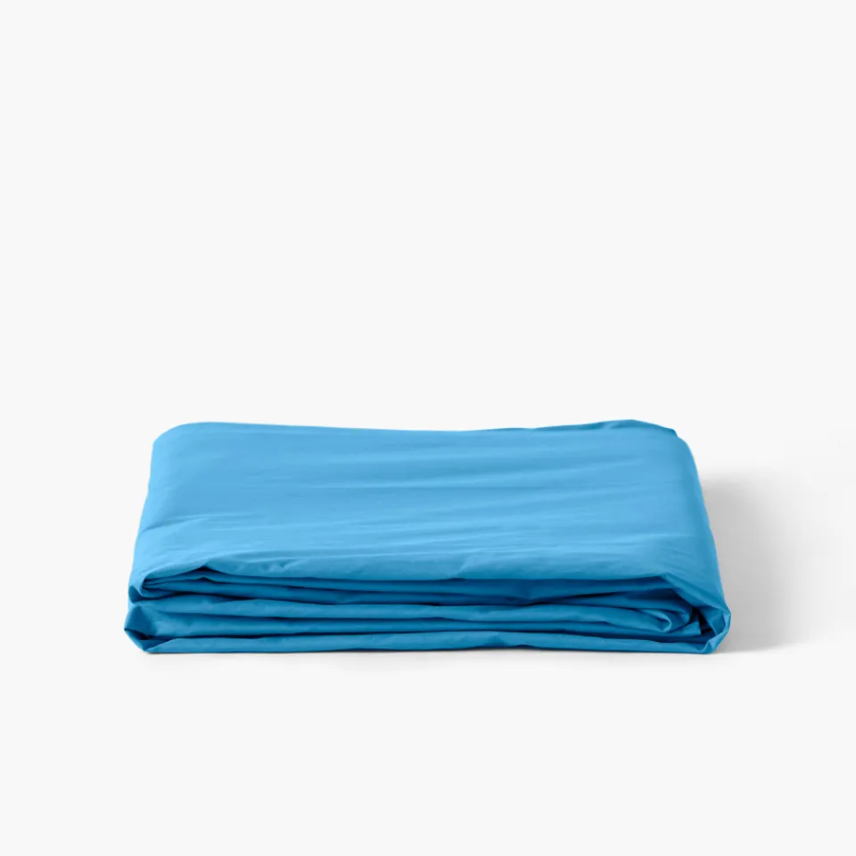 Carré Blanc Drap de lit percale de coton Neo azur| Draps De Lit