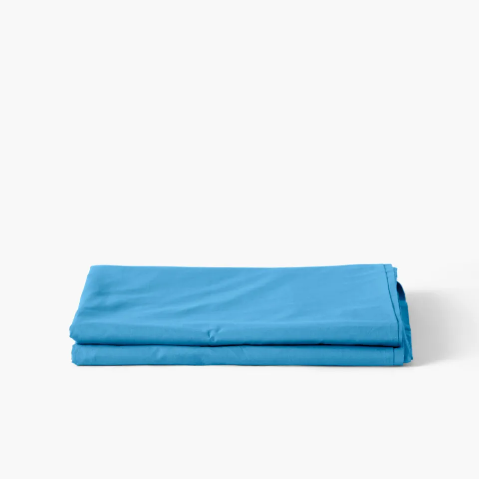 Carré Blanc Drap de lit percale de coton Neo azur| Draps De Lit
