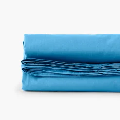 Carré Blanc Drap de lit percale de coton Neo azur| Draps De Lit