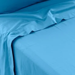 Carré Blanc Drap de lit percale de coton Neo azur| Draps De Lit