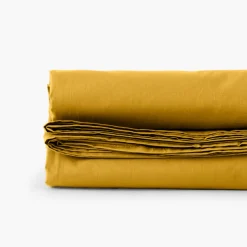 Carré Blanc Drap de lit percale de coton Neo curry| Draps De Lit