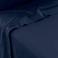 Carré Blanc Drap de lit percale de coton Neo marine| Draps De Lit