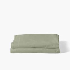Carré Blanc Drap de lit pur coton lavé biologique Souffle sauge| Draps De Lit