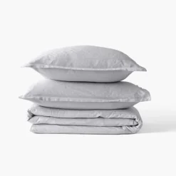 Carré Blanc Drap de lit satin de coton jacquard pois et rayures Prestige tourterelle| Draps De Lit