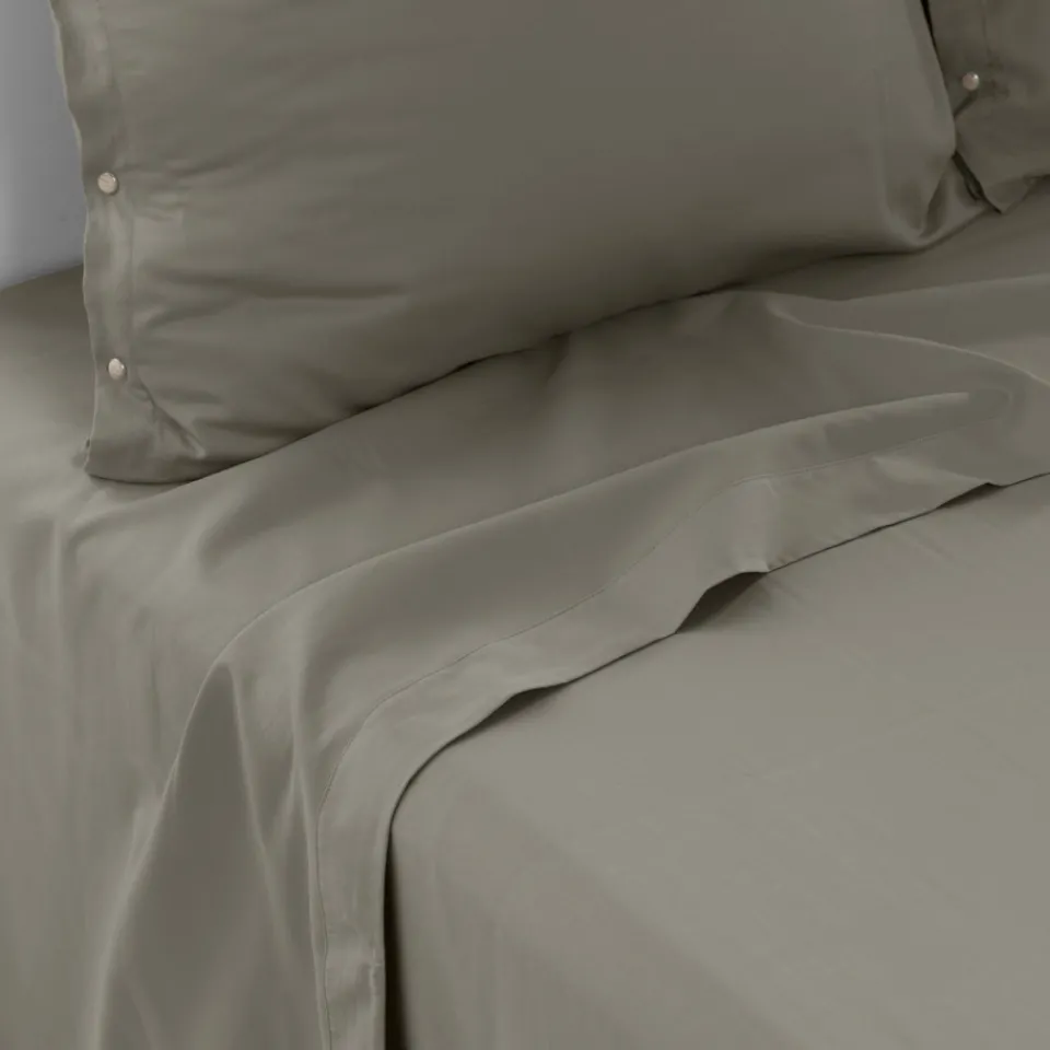 Carré Blanc Drap de lit satin de coton lavé biologique Quartz jade| Draps De Lit