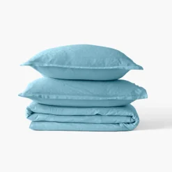 Carré Blanc Drap de lit satin de coton jacquard pois et rayures Prestige glacier| Draps De Lit