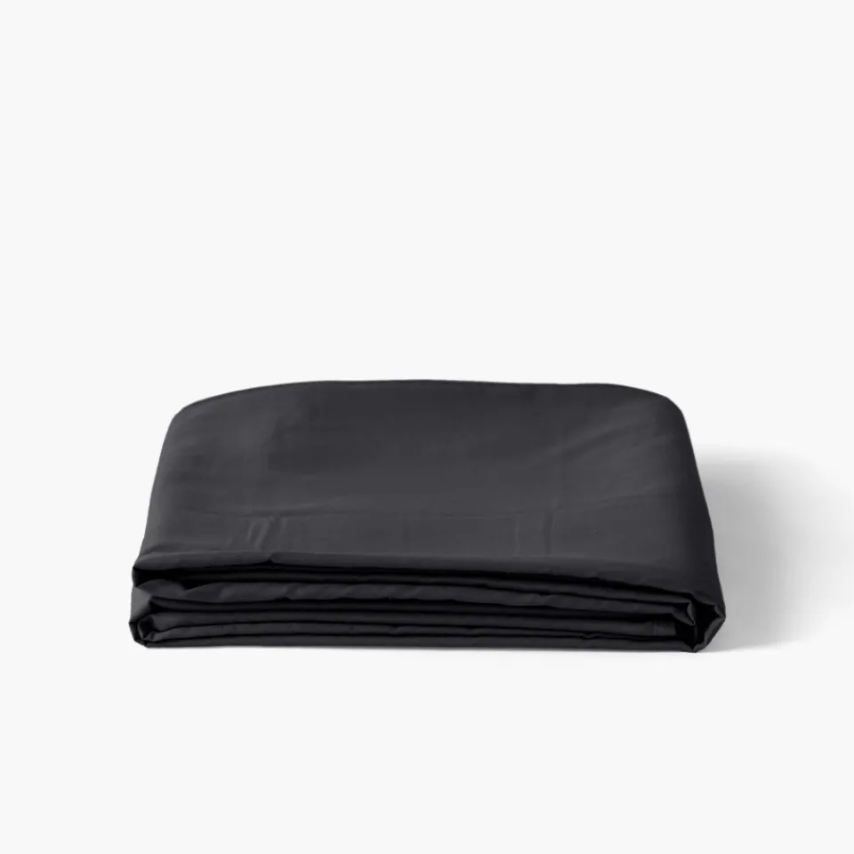 Carré Blanc Drap de lit satin de coton jacquard pois et rayures Prestige noir| Draps De Lit