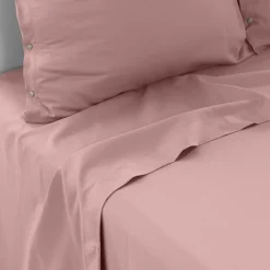 Carré Blanc Drap de lit satin de coton lavé bio Quartz blush| Draps De Lit