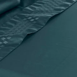 Carré Blanc Drap de lit satin de coton Cubes II vert cèdre| Draps De Lit